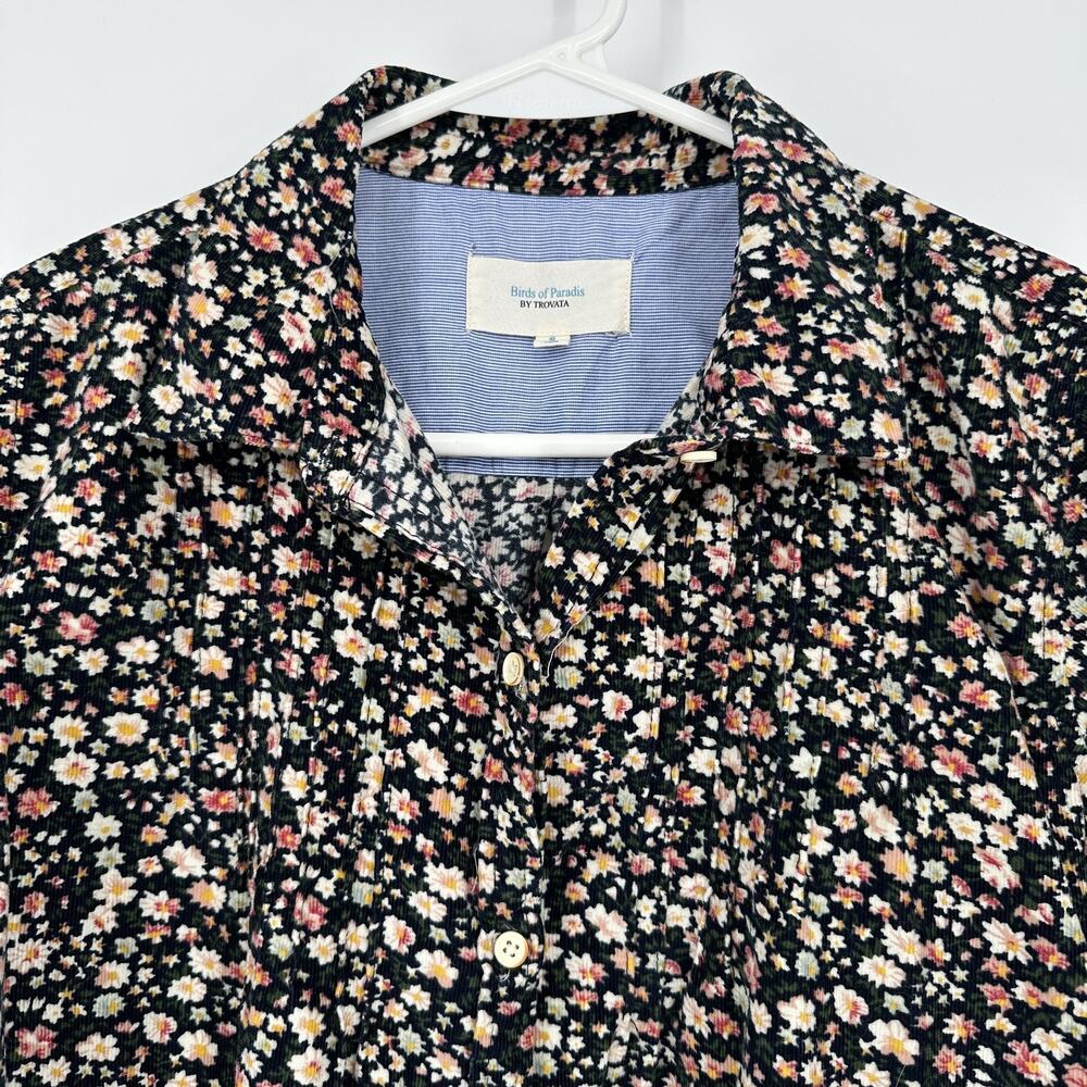 Birds of Paradis Trovata Shirt Womens Small Floral Corduroy Button Up Top - Picture 2 of 10